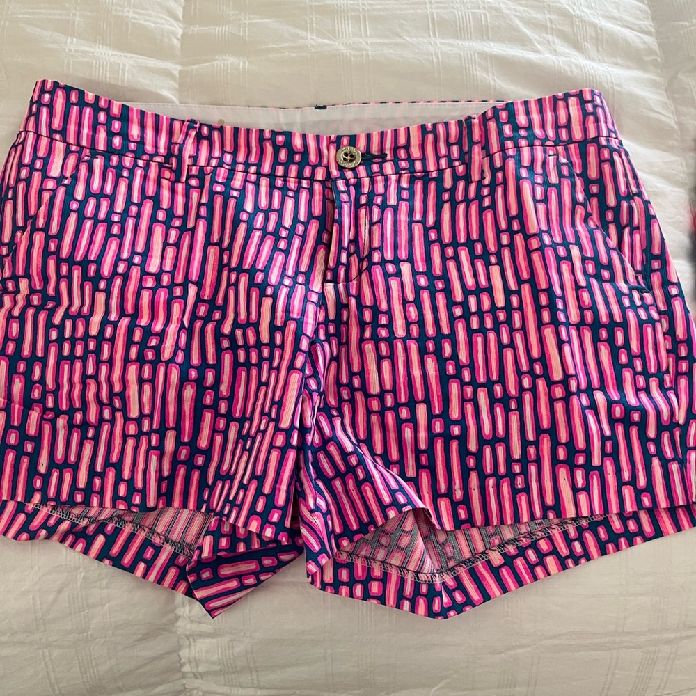 Vibrant Pink and Blue Patterned Women's Shorts